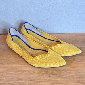 Rothy's The Point Women 7 Marigold Yellow Pointed Toe Knit Slip-On Flats Shoes